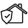 Shield icon with checkmark over house icon